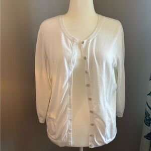 Talbots White XL Pima Cotton Cardigan
